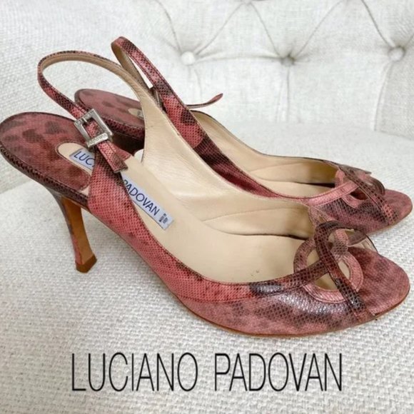 Snakeskin Heels Vintage Leather Pink Stilettos Italian Size 6 36 Luciano Padovan - Picture 12 of 12